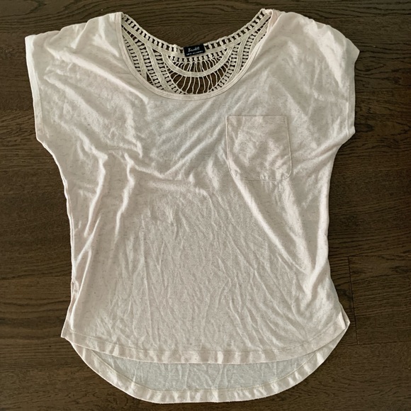 Bardot oversized back crochet tee size US 2 beige colour - Picture 1 of 5